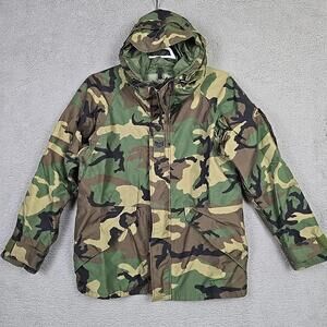 Military Jacket Medium Long Gore-Tex Cold Weather Parka Woodland Camouflage